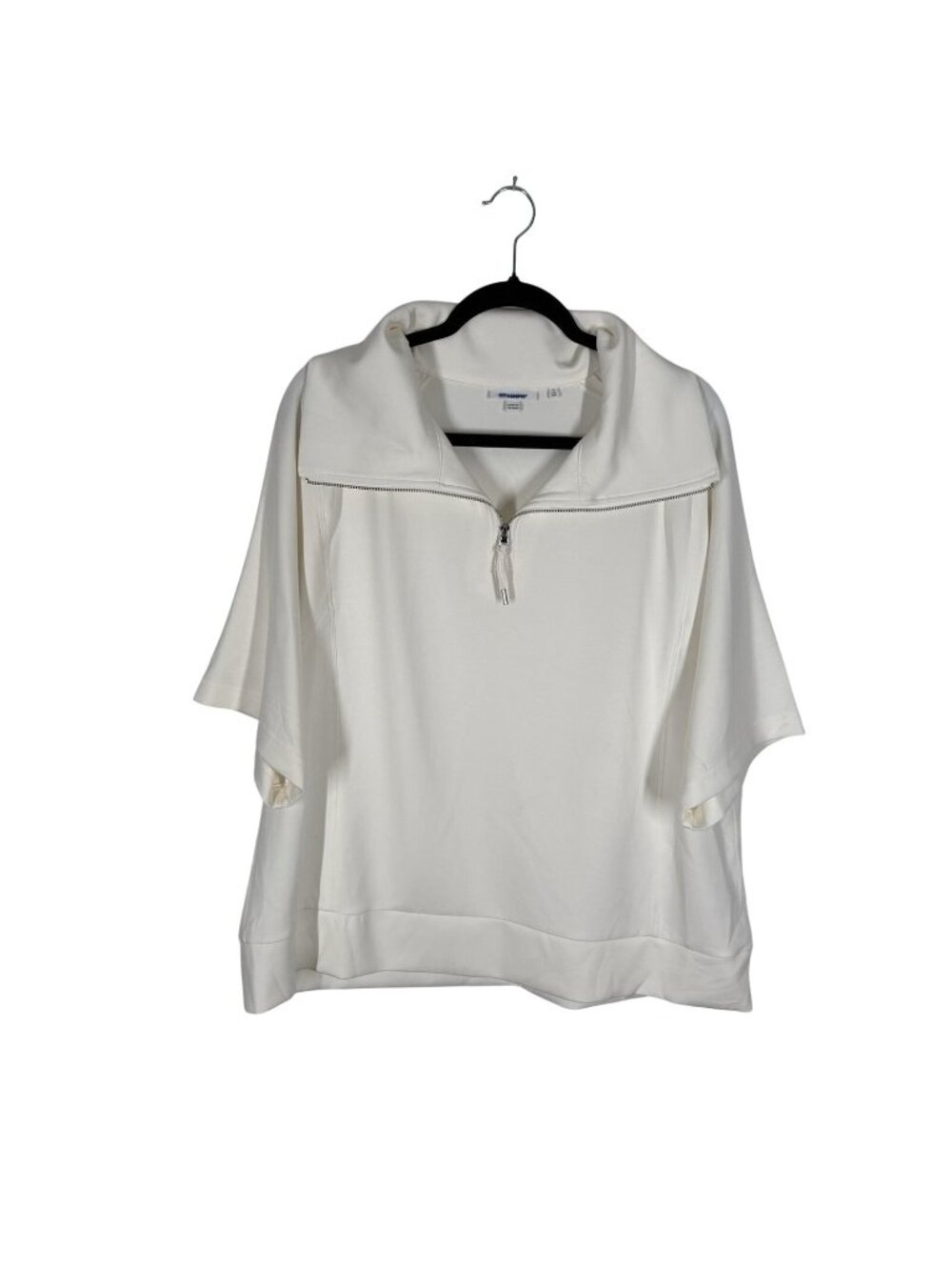 Chicos Sz 4 US XXL Ivory Double Knit Elbow Sleeve Zenergy Soft Half-Zip Top NWOT